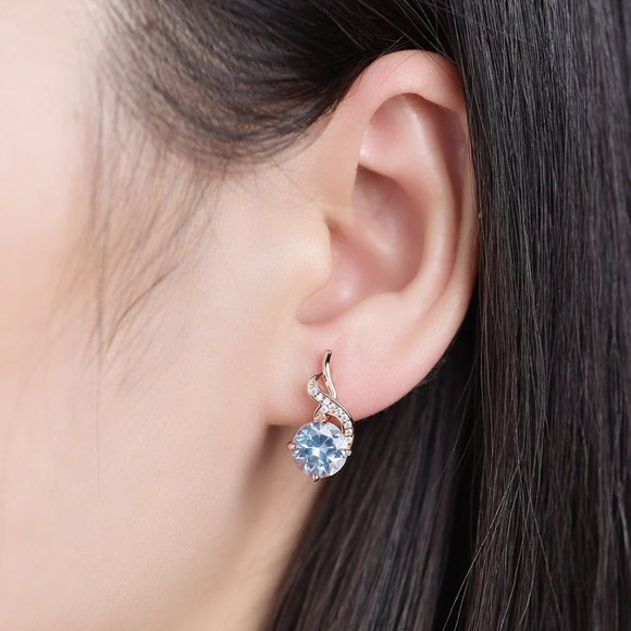 Aqua Blue Zircon earrings. - Picture 3 of 3